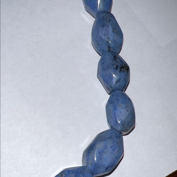 Blue Polished Stone Necklace with lobster clasp - Picture 3 of 10
